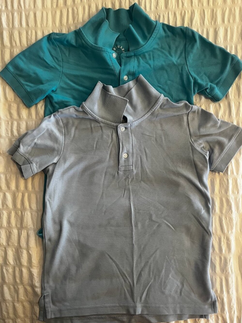 Set of 2 Primary Short Sleeve Pique Polo-Size 8=9